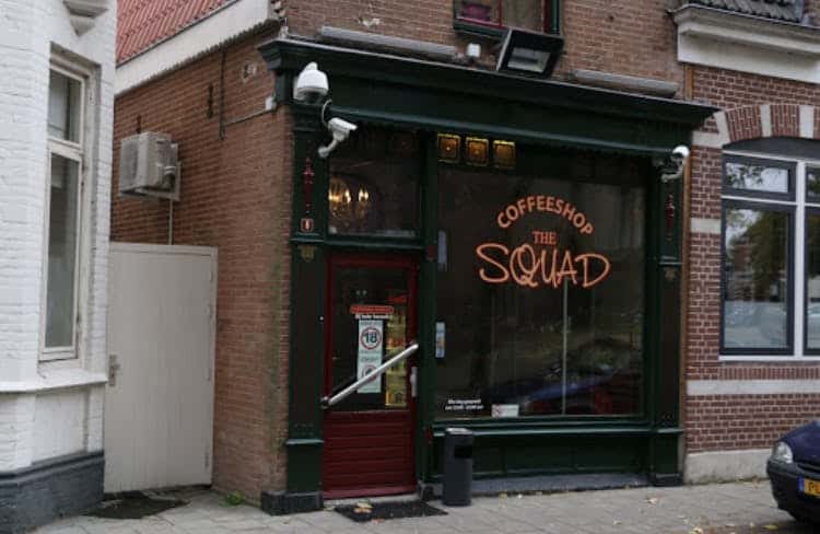Coffeeshop the Squad storefront banner - recreational marijuana dispensary