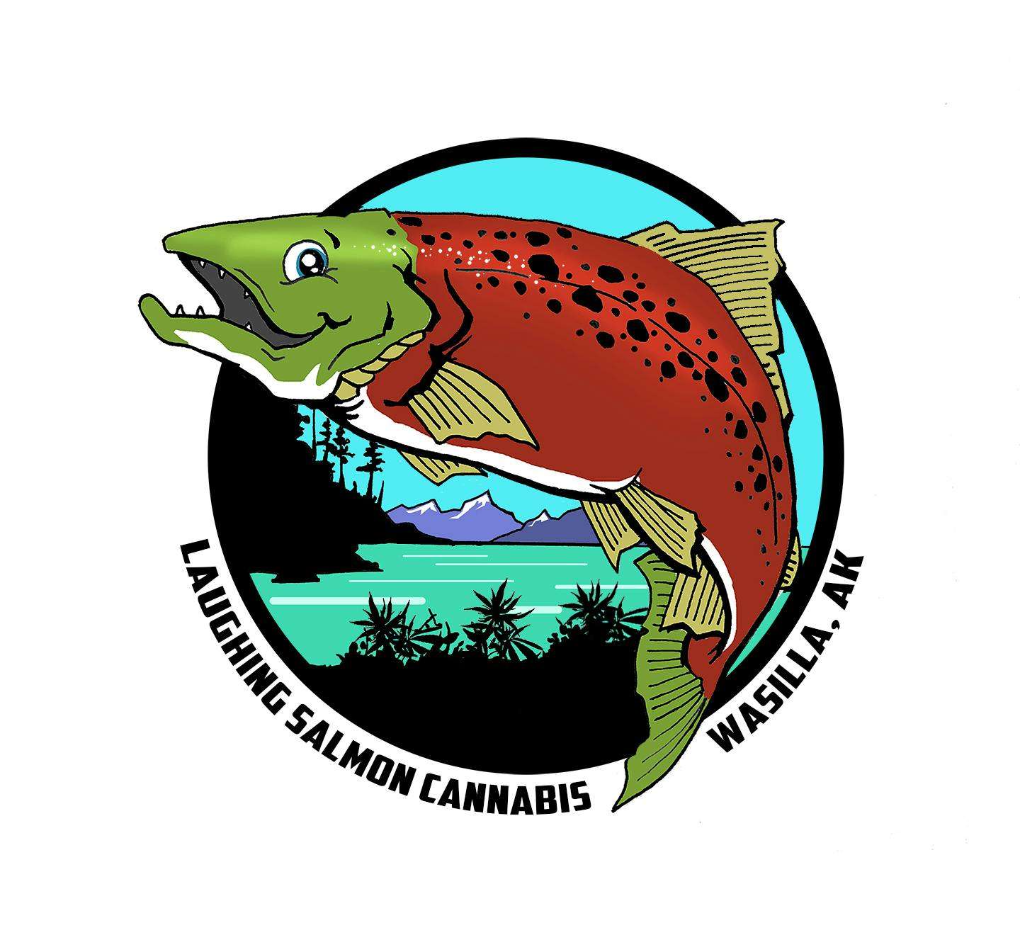 Laughing Salmon Cannabis storefront banner - recreational marijuana dispensary