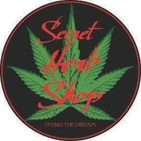 Secret Herb Shop storefront banner - recreational marijuana dispensary