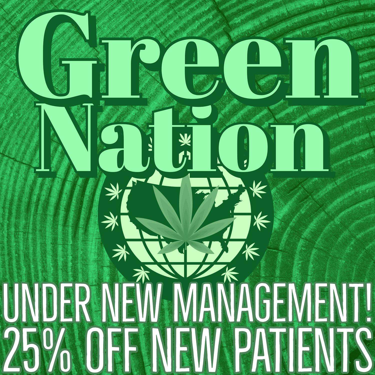 Green Nation - Claremore storefront banner - recreational marijuana dispensary
