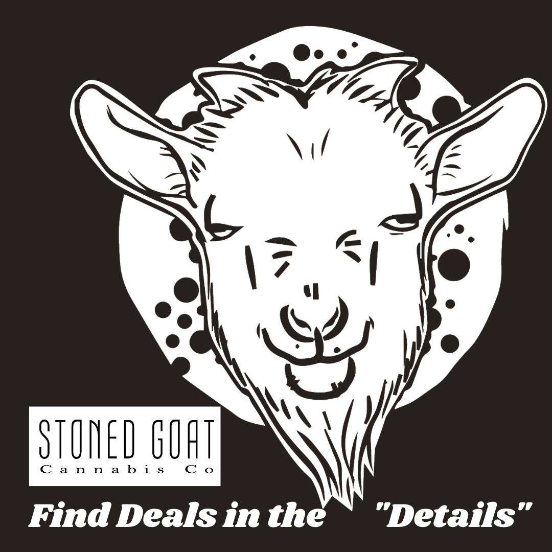 Stoned Goat Cannabis storefront banner - recreational marijuana dispensary
