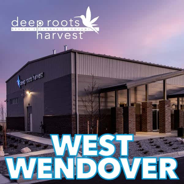 Deep Roots Harvest - West Wendover storefront banner - recreational marijuana dispensary