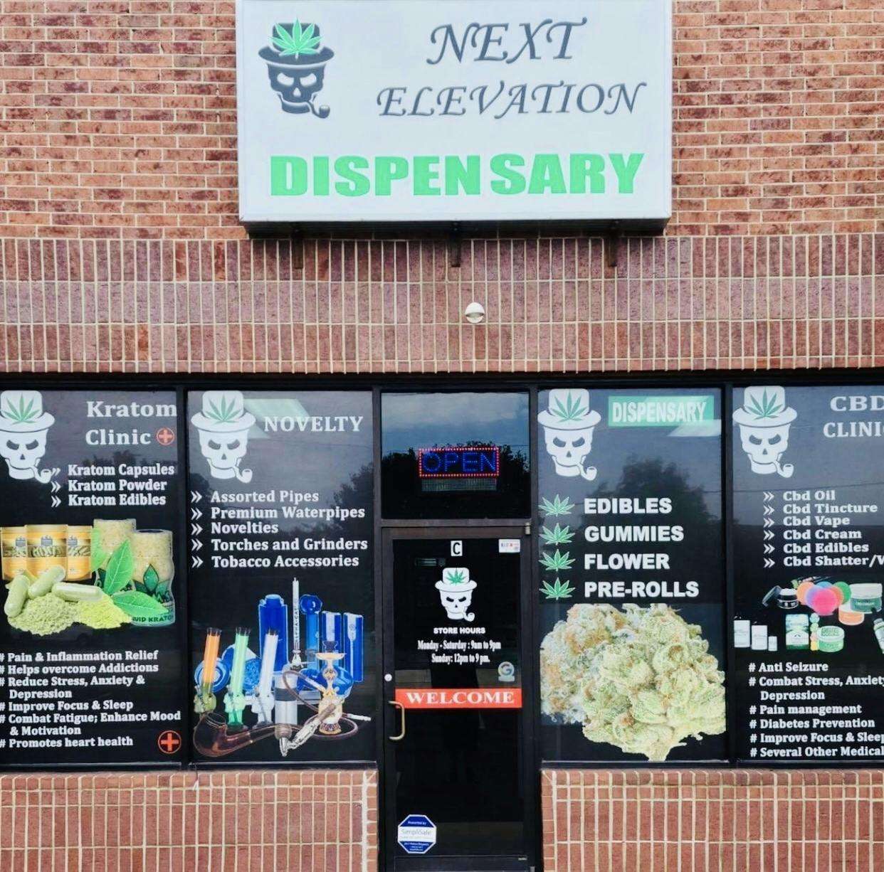 NEXT ELEVATION storefront banner - recreational marijuana dispensary