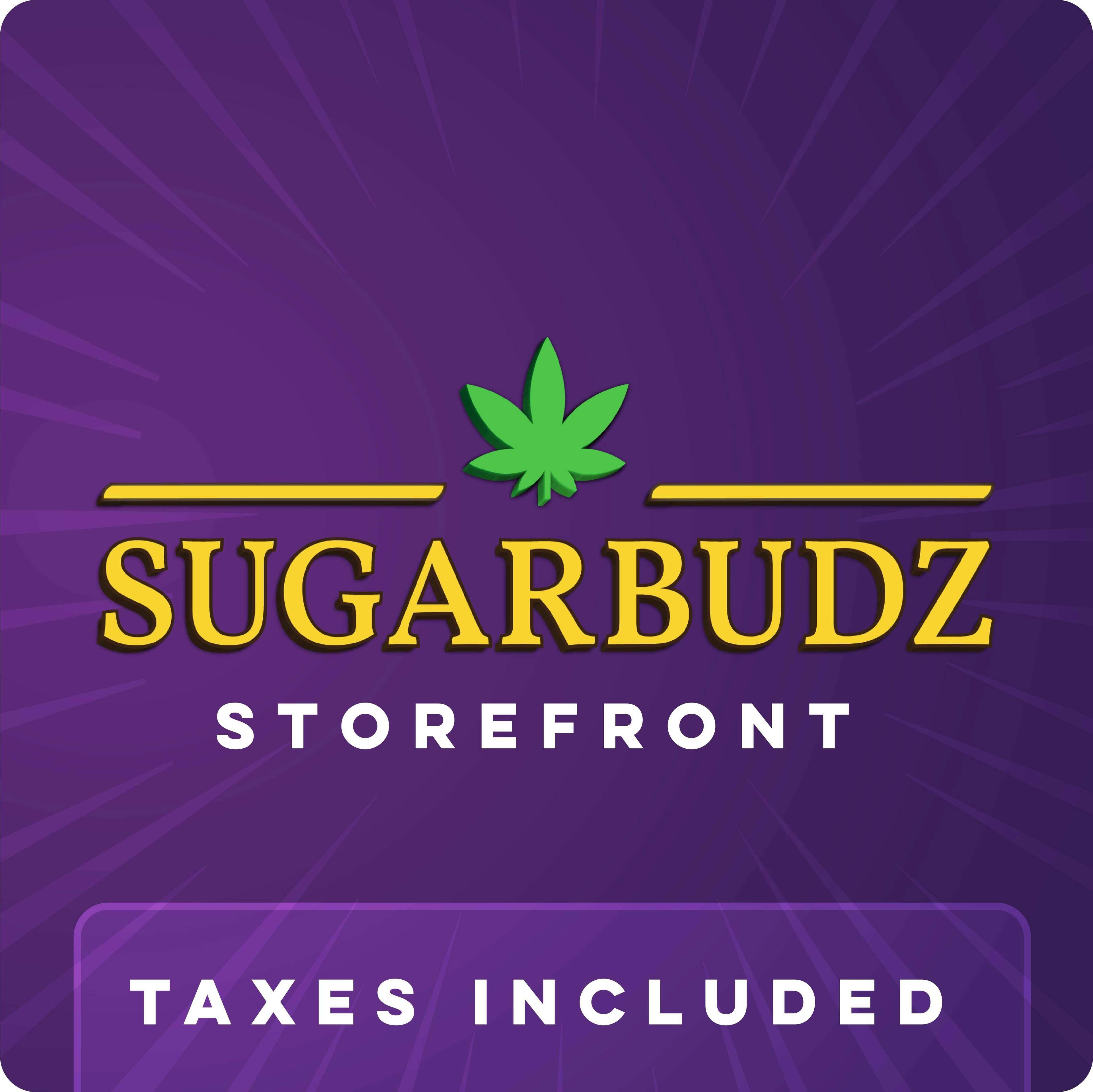 SUGARBUDZ storefront banner - recreational and medical marijuana dispensary