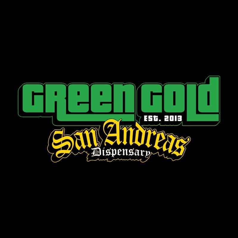 Green Gold - San Andreas storefront banner - recreational marijuana dispensary
