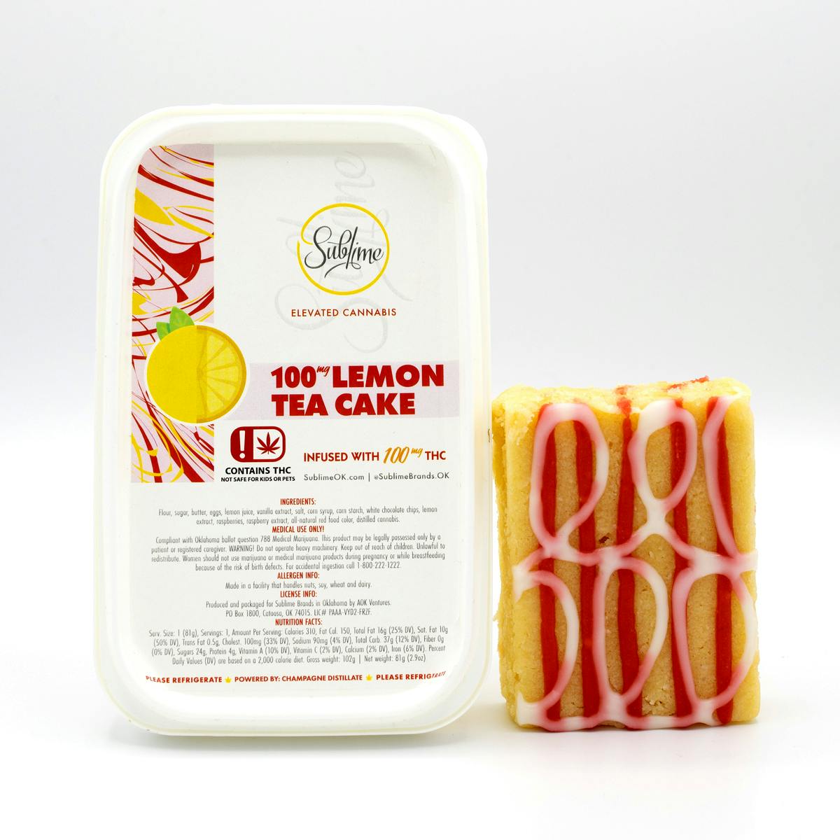 Sublime Lemon Tea Cake (100mg THC)
