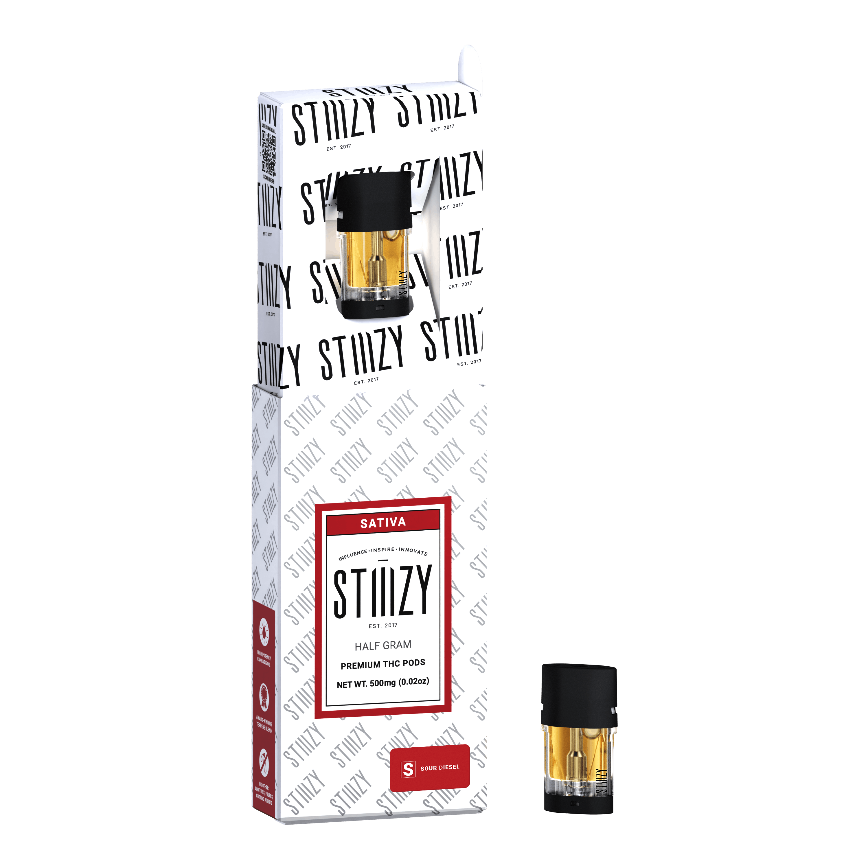Vape Cartridge - SOUR DIESEL .5G Original THC Pod - STIIIZY