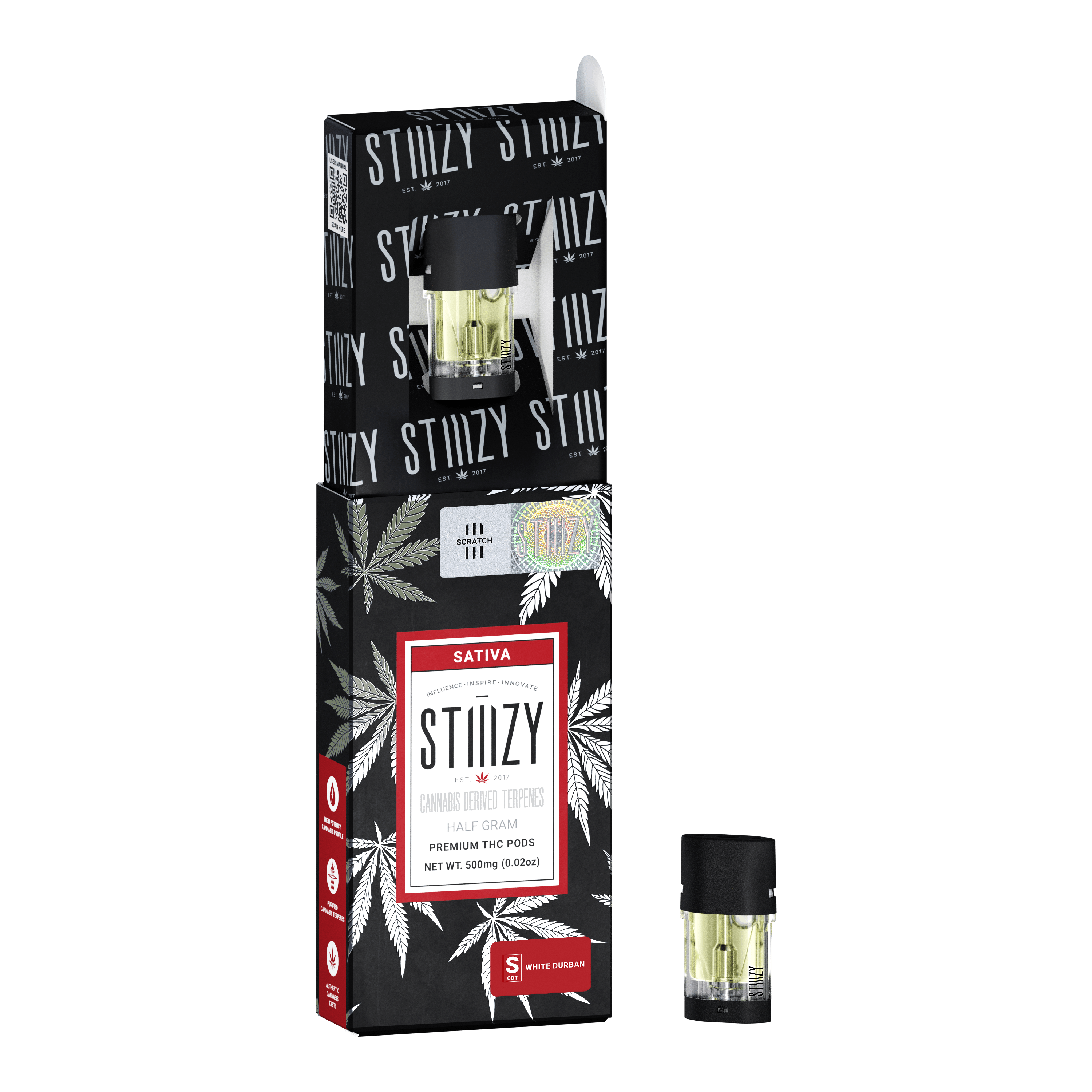 Vape Cartridge - WHITE DURBAN .5G CDT Pod - STIIIZY