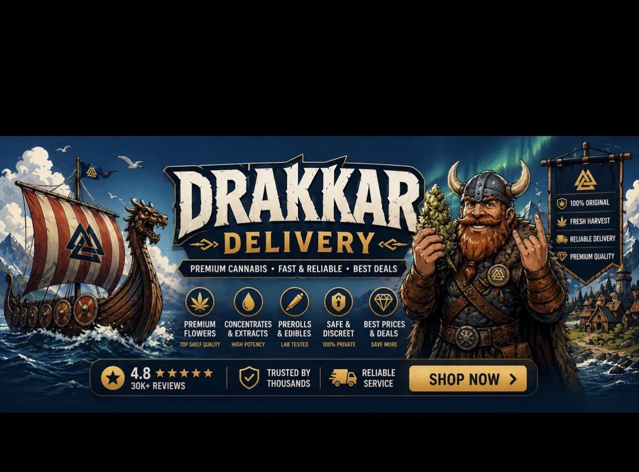 DRAKKAR storefront banner - recreational marijuana delivery